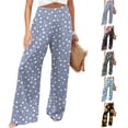 thumbnail image 1 of Wide Leg Pants for Women Flowy Printed High Waisted Palazzo Pants Summer Beach Casual Trousers Vacation Clothes with Pockets, 1 of 6
