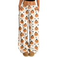 thumbnail image 1 of Wide Leg Pants for Women Halloween Pumpkin Star Print High Waist Drawstring with Side Pockets Loose Fit Lounge Pajama Pants for Relaxed Days Beige L, 1 of 3