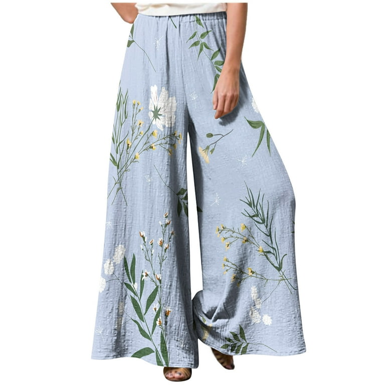 KISSMODA Women‘s Pants Casual Wide Leg Design Palazzo Lounge Women Plus  Pants High Waisted Plain/Floral S-3XL : : Clothing, Shoes 