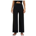 thumbnail image 1 of Wide Leg Pants for Women High Waisted Solid Straight Leg Pants Casual Comfy Loose Fit Work Lounge Trousers Ladies Clothes, 1 of 6