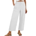 thumbnail image 1 of Wide Leg Pants for Women Loose Pocketed Linen Pants Women White 2XL, 1 of 9
