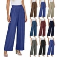 thumbnail image 1 of Wide Leg Pants for Women Lounge Casual Elastic Waist Palazzo Pants with Pockets Summer Womens Trousers, 1 of 8