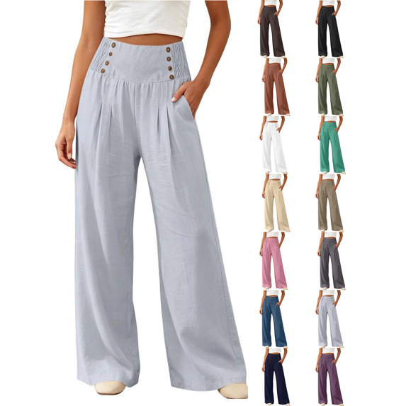 Wide Leg Pants for Women Nelozsy Women's Fashionable Color Loose Casual Comfortable High-waisted Wide-leg Trousers Dark Gray S