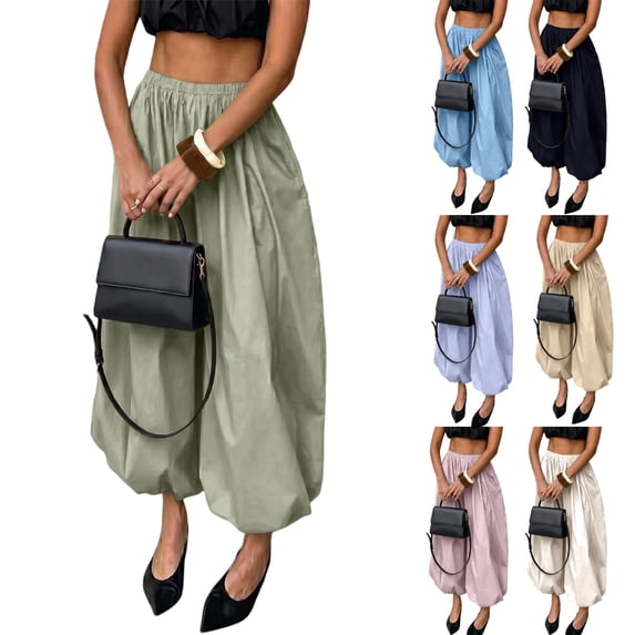 Wide Leg Pants for Women Palazzo Flowy Baggy Balloon Pants Women Elastic Waist Pleated Barrel Harem Pants Beach Vacation Trousers Mint Green XL