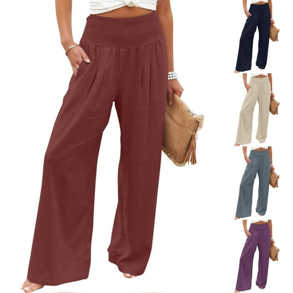 Wide Leg Pants for Women Plus Size Women's Loose Wide Leg Pants High Waist Straight Pants Casual Pants Khaki 3XL