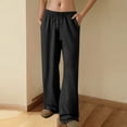 thumbnail image 1 of Wide Leg Pants for Women Sweatpants Low Waist Straight Leg Pants Loose Casual Drawstring Workout Loungewear Trousers with Pockets Black L, 1 of 8