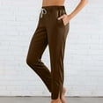 thumbnail image 1 of Wide Leg Pants for Women, Women Fashion Solid Color Elastic Waist Sports Casual Full Length Pants Women High Waisted Pants (Brown,M), 1 of 8