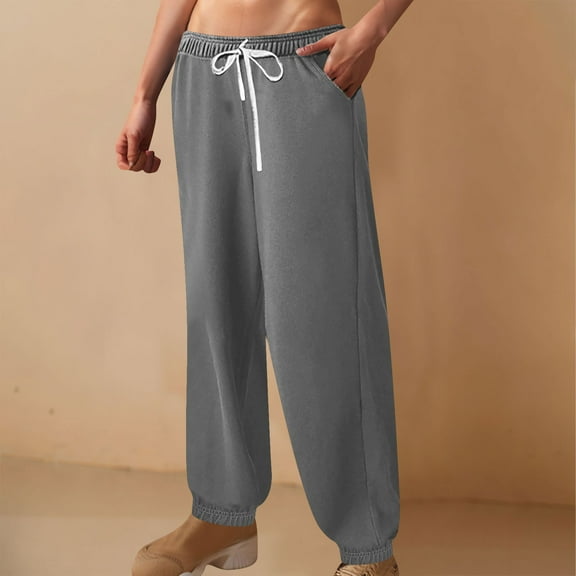 Wide Leg Pants for Women Xunlbb Women's Joggers Women's Solid Color Sports Loose Casual Drawstring Wide Leg Leggings, S-2XL