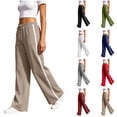 thumbnail image 1 of Wide Leg Pants for Women Zaewscy Fashion Women Casual High Waist Loose Straight Solid Pants Suit Wide Leg Pants Khaki L, 1 of 9