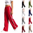 thumbnail image 1 of Wide Leg Pants for Women Zaewscy Fashion Women Casual High Waist Loose Straight Solid Pants Suit Wide Leg Pants Red L, 1 of 9