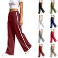 thumbnail image 1 of Wide Leg Pants for Women Zaewscy Fashion Women Casual High Waist Loose Straight Solid Pants Suit Wide Leg Pants Wine L, 1 of 7