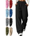 thumbnail image 1 of Wide Leg Pants for Women with Pockets Elastic Waist Baggy Basic Casual Athletic Comfortable Lounge Sweatpants, 1 of 9