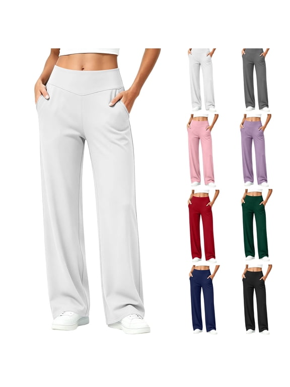 Wide Leg Pants for Women with Pockets High Waisted Yoga Pants Lounge Buttery Soft Dress Work Palazzo Casual Sweatpants