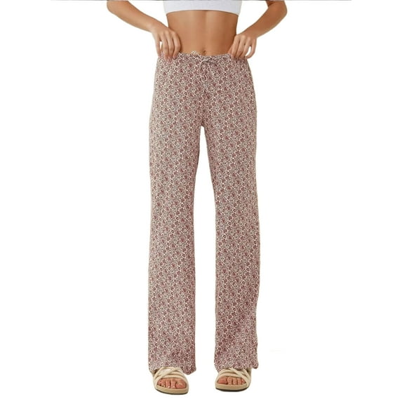 Wide Leg Patterned Relaxed Pants