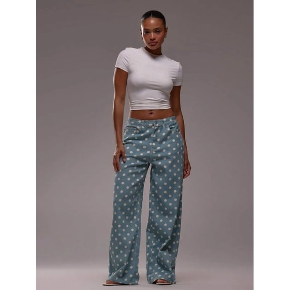 Wide-Leg Polka Dot Pants