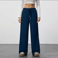 thumbnail image 1 of Wide Leg Ribbed Knit Lounge Pants for Women High Waisted Drawstring Palazzo Trousers Flowy Loose Sleep Bottoms Relaxed Homewear, 1 of 8