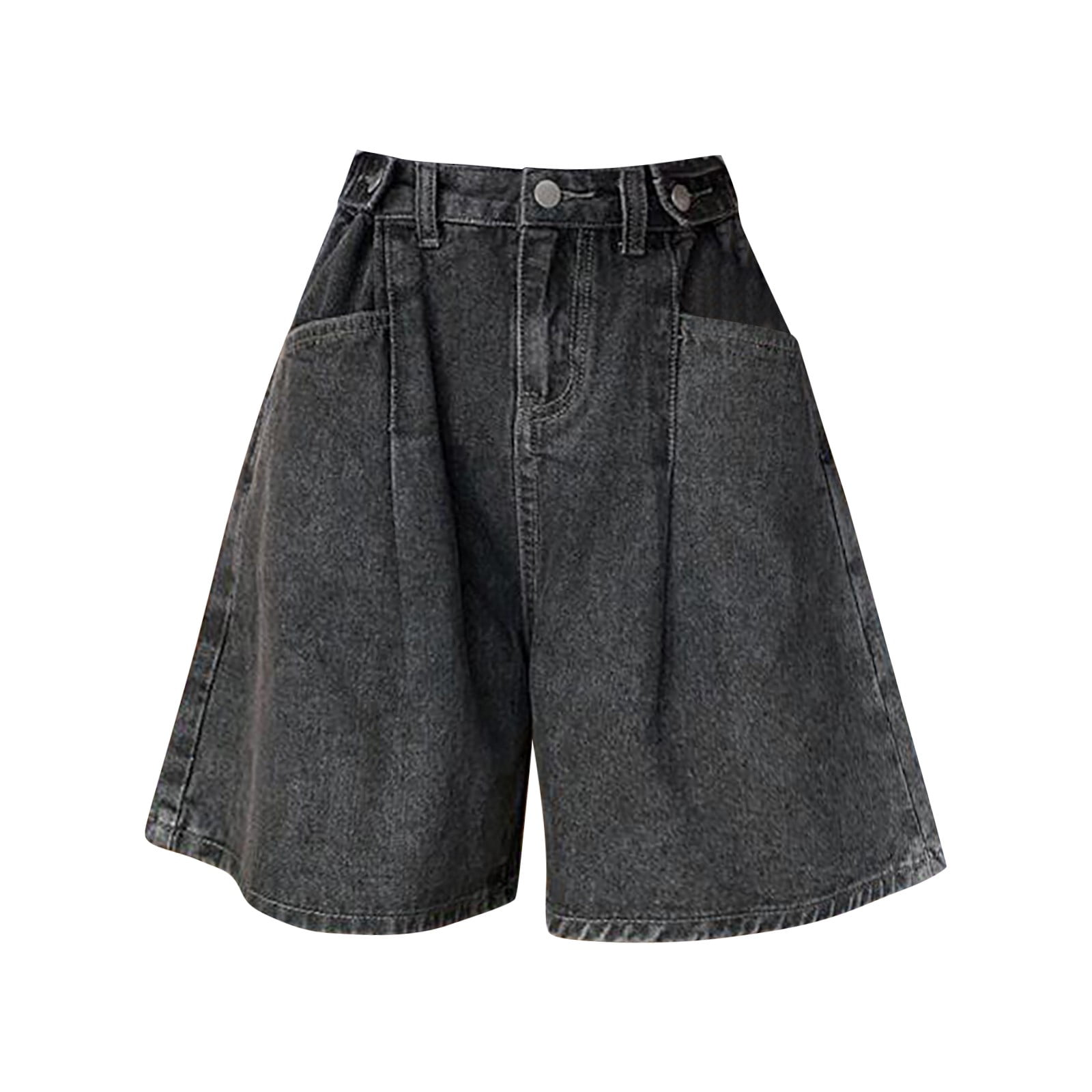 Wide Leg Rolled Edge Denim Shorts For Women With High Waist