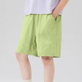 thumbnail image 1 of Wide Leg Shorts for Boys with Pockets Size 3-14 Lightweight Bermuda Short Toddlers Teens Casual Solid Color Loose Elastic Waist Half Pants, 1 of 7