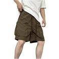 thumbnail image 1 of Wide Leg Shorts for Men Workout Cargo Shorts Zip Multi Pockets Casual Loose Outdoor Hiking Shorts Coffee,XL, 1 of 5