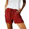 thumbnail image 1 of Wide Leg Shorts for Women Plus Size Drawstring Waist Summer Casual Loose Boho Lounge Shorts with Pockets, 1 of 4