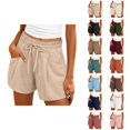 thumbnail image 1 of Wide Leg Shorts for Women Summer Casual Lightweight Elastic High Waist Loose Fit Beach Shorts with Pockets, 1 of 6