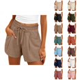 thumbnail image 1 of Wide Leg Shorts for Women Summer Casual Lightweight Elastic High Waist Loose Fit Beach Shorts with Pockets, 1 of 6