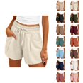 thumbnail image 1 of Wide Leg Shorts for Women Summer Casual Lightweight Elastic High Waist Loose Fit Beach Shorts with Pockets, 1 of 7