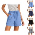 thumbnail image 1 of Wide Leg Shorts for Women Summer Elastic High Waisted Loose Casual Shorts with Pockets Beach Vacation Clothes, 1 of 6