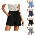 thumbnail image 1 of Wide Leg Shorts for Women Summer Elastic High Waisted Loose Casual Shorts with Pockets Beach Vacation Clothes, 1 of 5