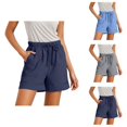 thumbnail image 1 of Wide Leg Shorts for Women Summer Lightweight Elastic High Waist Loose Fit Casual Shorts with Pockets, 1 of 6