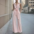 thumbnail image 1 of Wide Leg Sleeveless Jumpsuit for Women High Waisted Belted Romper Button Down One Piece Palazzo Trousers Elegant Business Casual Outfits, 1 of 6