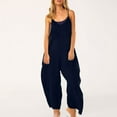 thumbnail image 1 of Wide Leg Solid Color Rompers,Women's Jumpsuit Casual Summer Bib Pants Bottons Romper With Button Pockets Less, 1 of 7