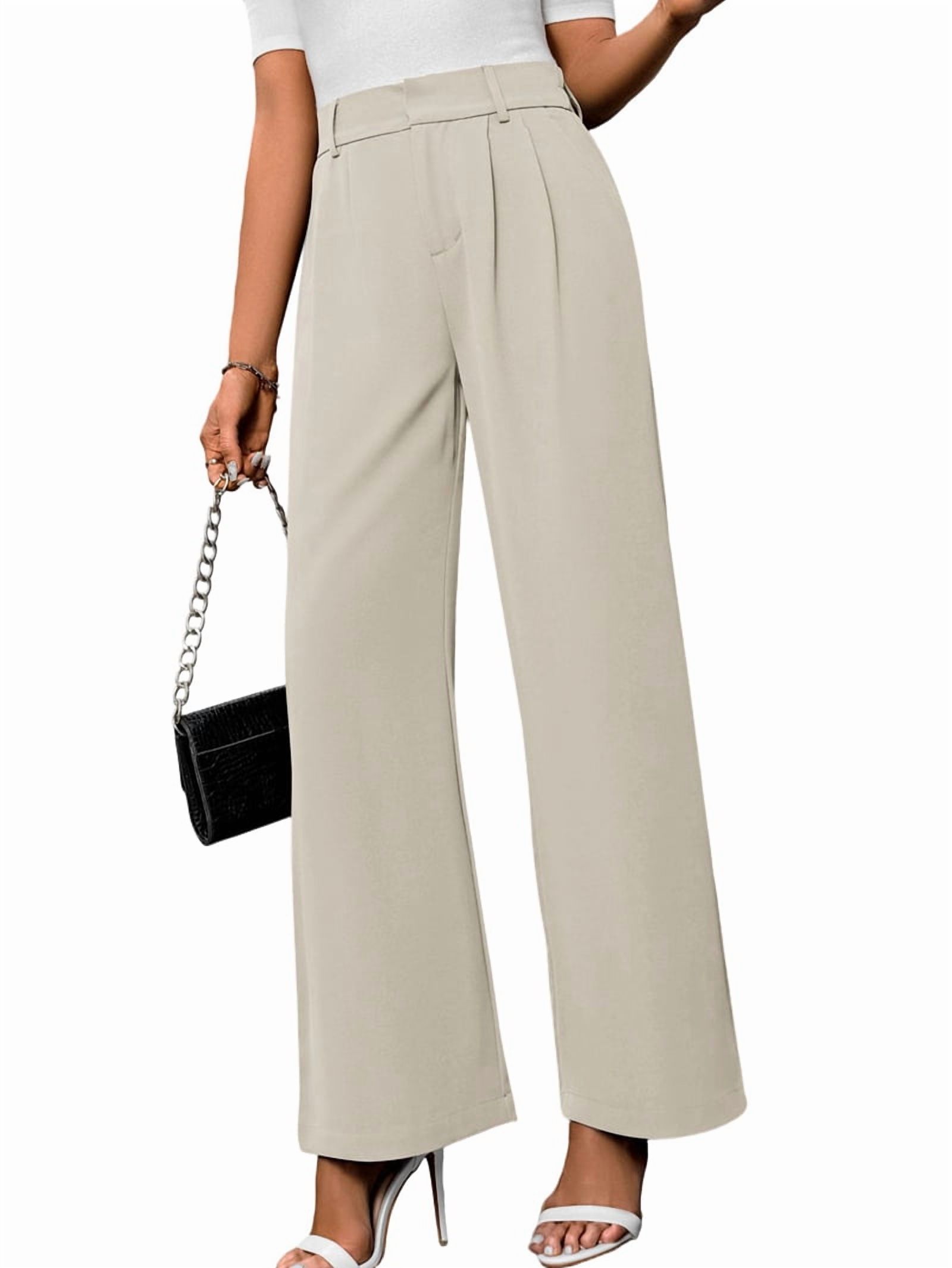 Wide Leg Stretchy Work Pants Women Pull on Dress Pants High