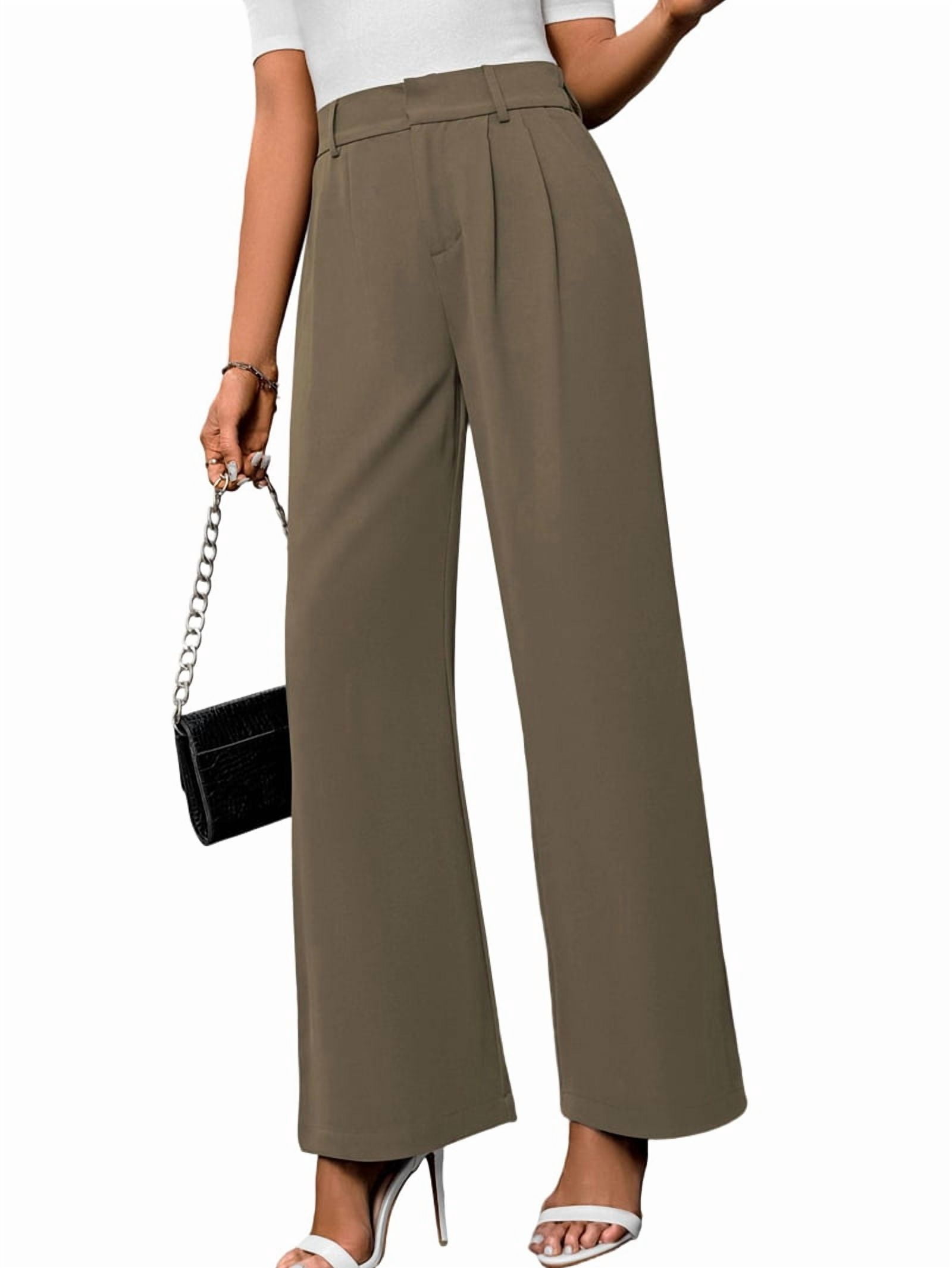 brown pull on dress pants Wide Leg Stretchy Work Women Pants High Waisted Business Casual Trousers Slacks L BDG Women's Lilith Corduroy