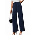 thumbnail image 1 of Wide Leg Stretchy Work Pants Women Pull on Dress Pants High Waisted Business Casual Trousers Slacks Dark Blue L, 1 of 9