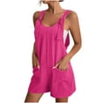 thumbnail image 1 of Wide Leg Summer Jumpsuit New Women Summer Overalls Shorts Loose Fitted Sleeveless Knot Strap Short Romper Jumpsuits with Pockets Pinks XXL, 1 of 9