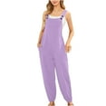thumbnail image 1 of Wide Leg Summer One Piece Overalls New 2025 Sleeveless Jumpsuits for Women Casual Tank Rompers Loose Wide Leg Stretchy Overalls with Pockets Purple XXL, 1 of 5