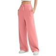thumbnail image 1 of Wide Leg Sweat Pants for Womens High Waisted Baggy Sweatpants Casual Drawstring Workout Pants with Pockets Pink XL, 1 of 4