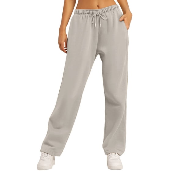 Wide Leg Sweat Pants for Womens High Waisted Sweatpants with Pockets Y2k Baggy Comfy Athletic Jogger Pants Coffee L