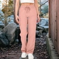 thumbnail image 1 of Wide Leg Sweatpant Oversize Women's Solid Color Pocket Elastic Waist Drawstring Sports And Leisure Style Pants Pink M, 1 of 9
