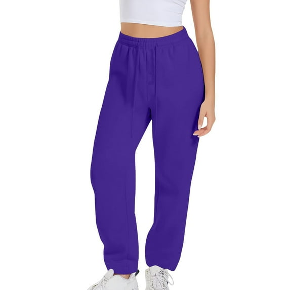 Wide Leg Sweatpants, Audhol Women Fleece Baggy Sweatpants with Pockets Wide Straight Leg High Waist Joggers Drawstring Sweat Pants Winter Clothes Sweatpants Women Purple 2XL