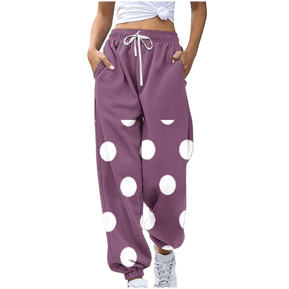 Wide Leg Sweatpants For Women Blocked Halloween Printed Drawstring Pocket Bound Ankle Purple Joggers Pants (XL)