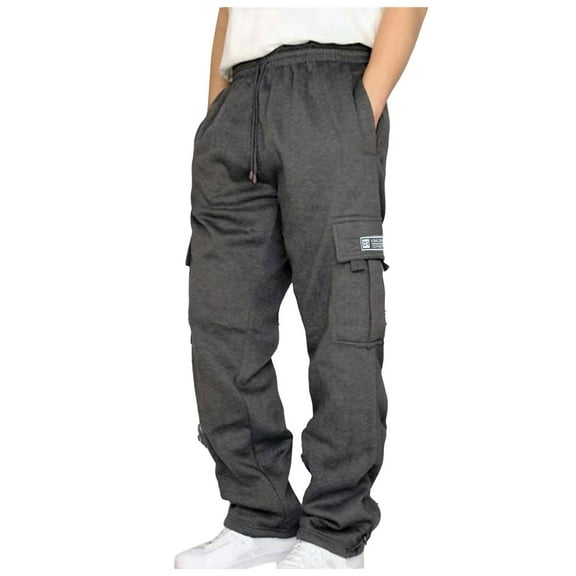 Wide Leg Sweatpants Men Baggy Baggy Cargo Sweatpants for Men Plus Size Elastic Waist Sweat Pants Drawstring Open Bottom Athletic Joggers Trousers Fleece Fined