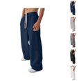 thumbnail image 1 of Wide Leg Sweatpants Men Elastic Waist Straight Leg Loose Fit Casual Sweat Pants Trousers with Pockets, 1 of 6
