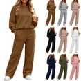 thumbnail image 1 of Wide Leg Sweatpants Sets for Women 2 Piece Outfit,Long sleeves Hoodie,High Waist Pants,with Pockets,Solid Color Casual Sets,Fall Tracksuit,Spring Casual Outfits, 1 of 6
