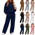 thumbnail image 1 of Wide Leg Sweatpants Sets for Women 2 Piece Outfit,Long sleeves Hoodie,High Waist Pants,with Pockets,Solid Color Casual Sets,Fall Tracksuit,Spring Casual Outfits, 1 of 6