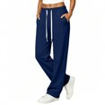 thumbnail image 1 of Wide Leg Sweatpants Women 2026 Fall Clothes Stretchy Baggy Wide Leg Streetwear Casual Lounge Travel Track Pants Navy XL, 1 of 5