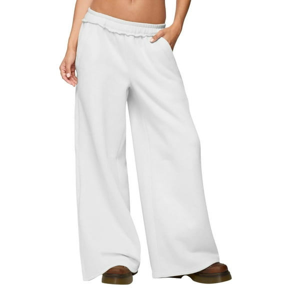 Wide Leg Sweatpants Women, Audhol Womens Fleece Lined Sweatpants Wide Leg Baggy Thermal Pants Elastic Waist Oversized Pants Baggy Sweatpants Women Light Ashy XL