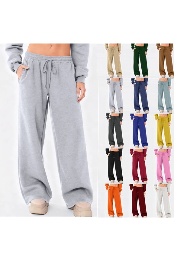 Wide Leg Sweatpants Women Baggy Comfy Fleece Low Rise Sweatpants Soft Drawstring Yoga Pants with Pockets Cute Joggers Thermal Winter Warm Baggy Sweat Pants with Pockets Orange XXL