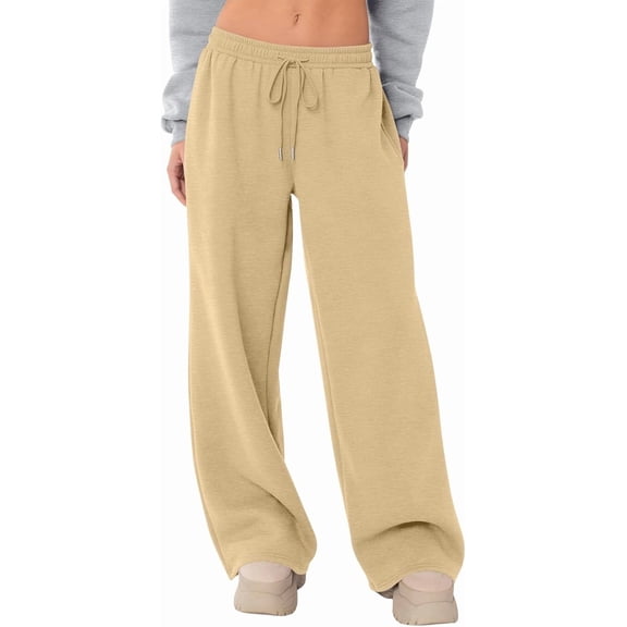 Wide Leg Sweatpants Women Baggy Comfy Fleece Low Rise Sweatpants Soft Drawstring Yoga Pants with Pockets Casual Joggers